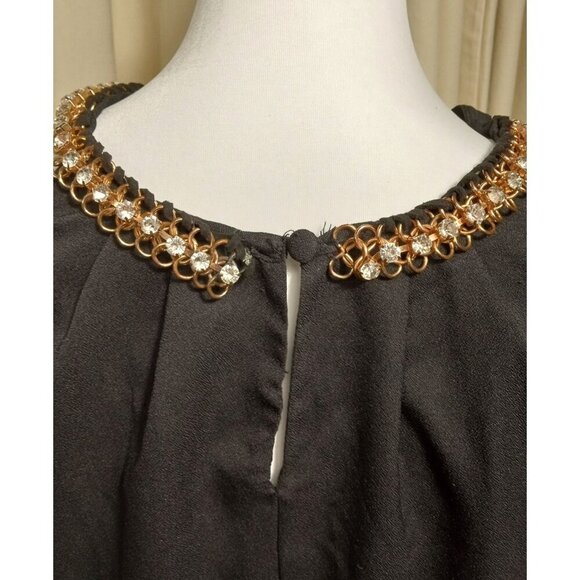 DEPRI Black Dressy Halter Blouse size small Beautiful Beaded collar - Picture 5 of 7